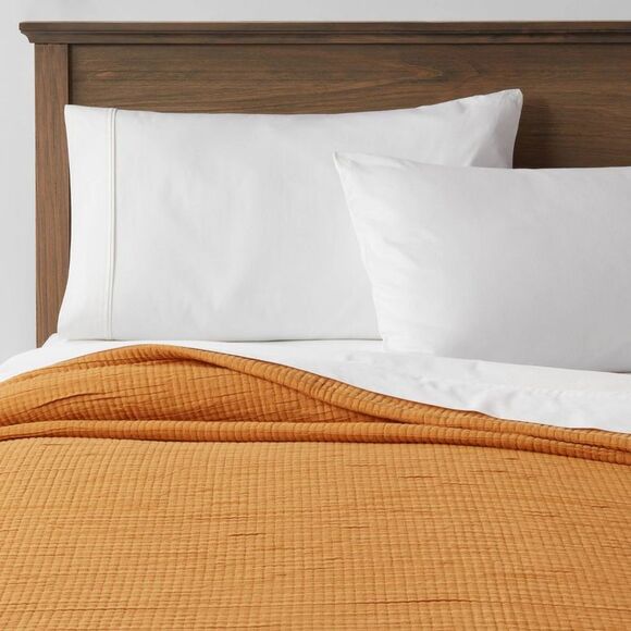 Threshold -  Double Cloth Quilt OEKO-TEX Jacquard Wea Mustard - Picture 1 of 4